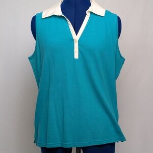 French Laundry Teal and White Tank Top